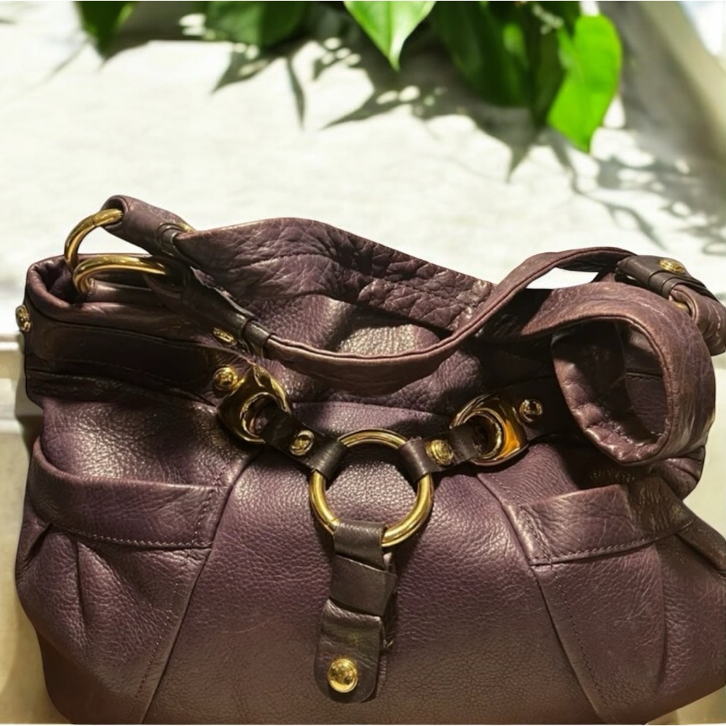 B. Makowsky Purple Leather Bag Satchel Bag